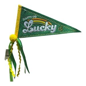 Happy Go Lucky Green and Yellow Party Pennant Flag